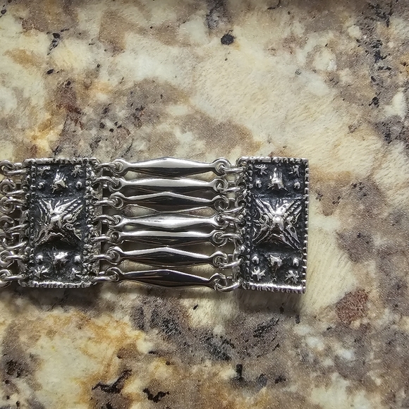 Stellar Large Vintage Sterling Panel Bracelet - Picture 7 of 8
